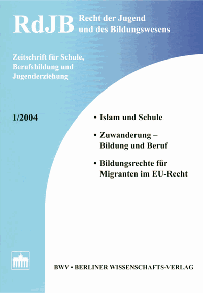 Cover of Volume: RdJB Recht der Jugend und des Bildungswesens Volume 52 (2004), Edition 1