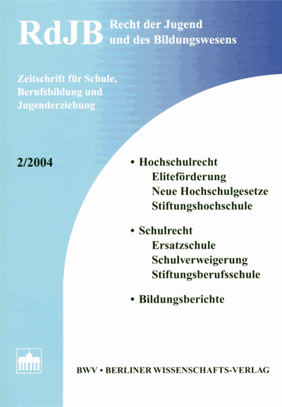 Cover of Volume: RdJB Recht der Jugend und des Bildungswesens Volume 52 (2004), Edition 2
