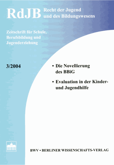 Cover of Volume: RdJB Recht der Jugend und des Bildungswesens Volume 52 (2004), Edition 3