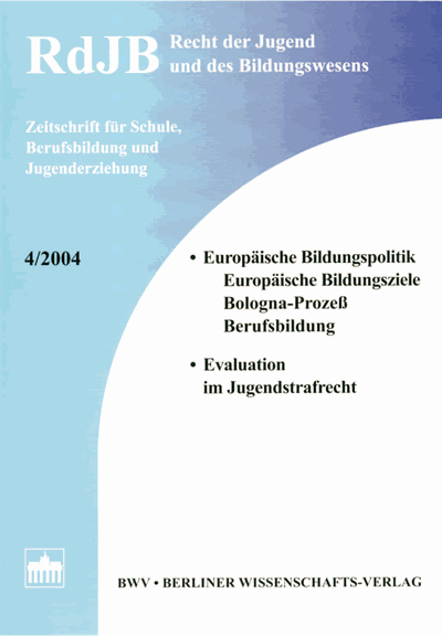 Cover of Volume: RdJB Recht der Jugend und des Bildungswesens Volume 52 (2004), Edition 4