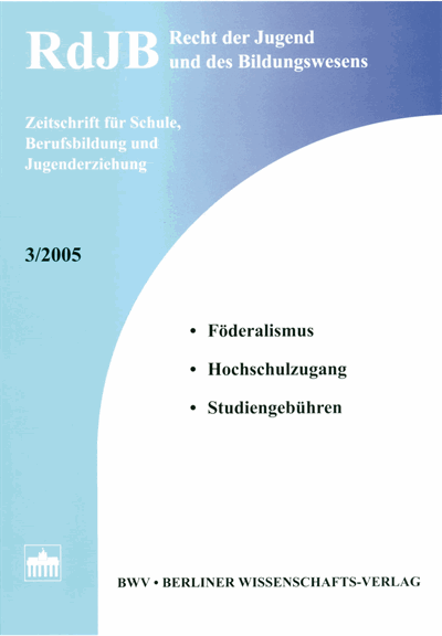 Cover of Volume: RdJB Recht der Jugend und des Bildungswesens Volume 53 (2005), Edition 3