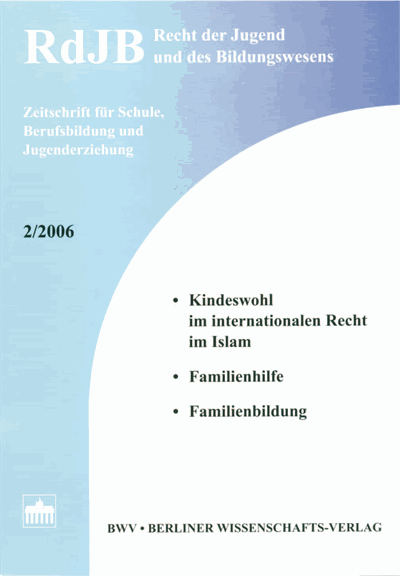 Cover of Volume: RdJB Recht der Jugend und des Bildungswesens Volume 54 (2006), Edition 2