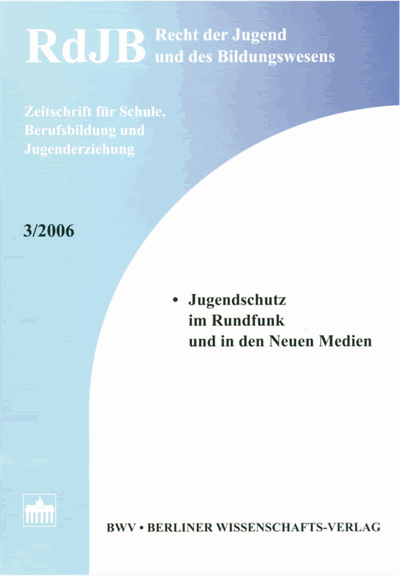 Cover of Volume: RdJB Recht der Jugend und des Bildungswesens Volume 54 (2006), Edition 3