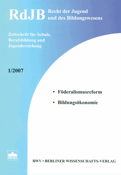 Cover of Volume: RdJB Recht der Jugend und des Bildungswesens Volume 55 (2007), Edition 1