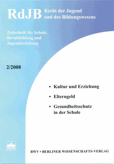 Cover of Volume: RdJB Recht der Jugend und des Bildungswesens Volume 56 (2008), Edition 2