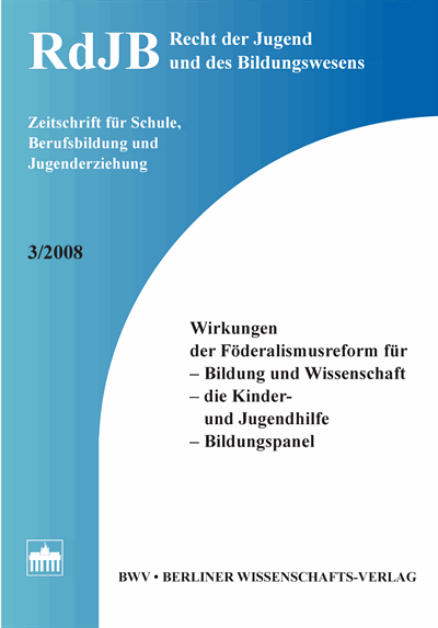 Cover of Volume: RdJB Recht der Jugend und des Bildungswesens Volume 56 (2008), Edition 3