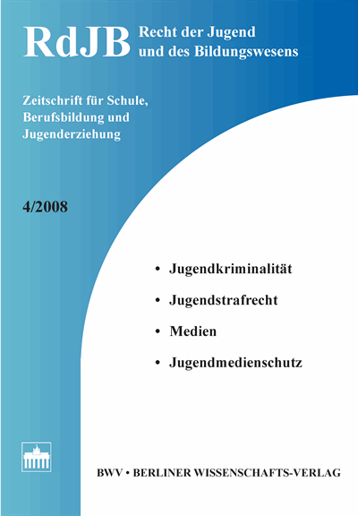 Cover of Volume: RdJB Recht der Jugend und des Bildungswesens Volume 56 (2008), Edition 4