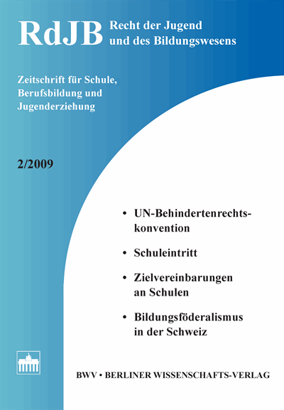Cover of Volume: RdJB Recht der Jugend und des Bildungswesens Volume 57 (2009), Edition 2