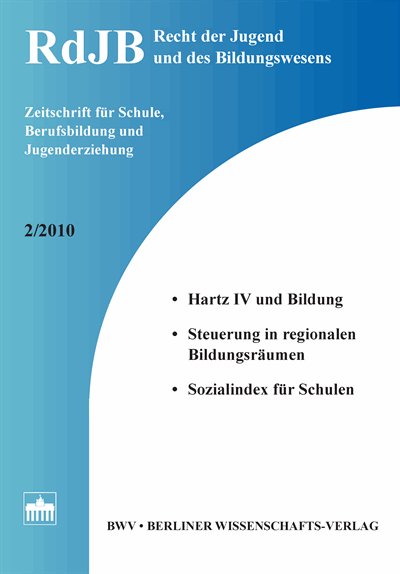 Cover of Volume: RdJB Recht der Jugend und des Bildungswesens Volume 58 (2010), Edition 2