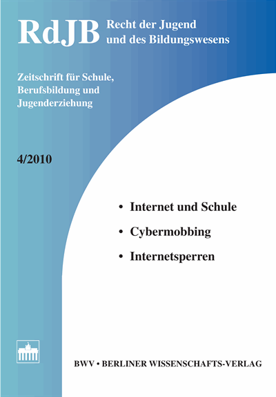 Cover of Volume: RdJB Recht der Jugend und des Bildungswesens Volume 58 (2010), Edition 4