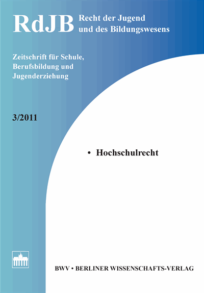 Cover of Volume: RdJB Recht der Jugend und des Bildungswesens Volume 59 (2011), Edition 3