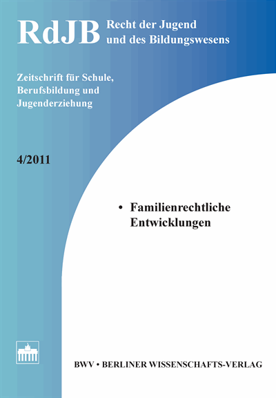 Cover of Volume: RdJB Recht der Jugend und des Bildungswesens Volume 59 (2011), Edition 4