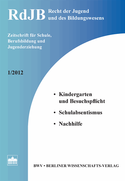 Cover of Volume: RdJB Recht der Jugend und des Bildungswesens Volume 60 (2012), Edition 1