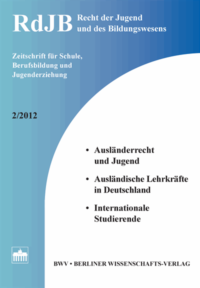 Cover of Volume: RdJB Recht der Jugend und des Bildungswesens Volume 60 (2012), Edition 2