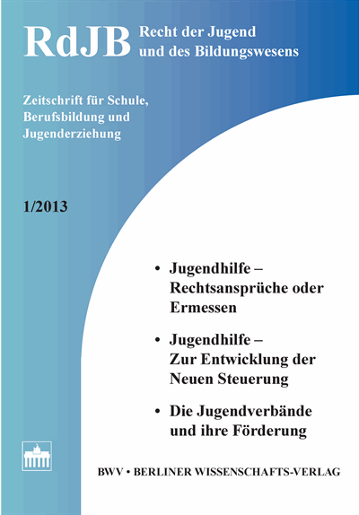 Cover of Volume: RdJB Recht der Jugend und des Bildungswesens Volume 61 (2013), Edition 1