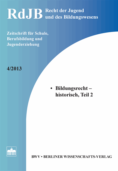 Cover of Volume: RdJB Recht der Jugend und des Bildungswesens Volume 61 (2013), Edition 4