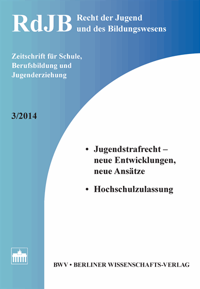 Cover of Volume: RdJB Recht der Jugend und des Bildungswesens Volume 62 (2014), Edition 3