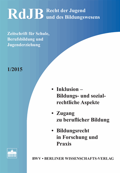 Cover of Volume: RdJB Recht der Jugend und des Bildungswesens Volume 63 (2015), Edition 1