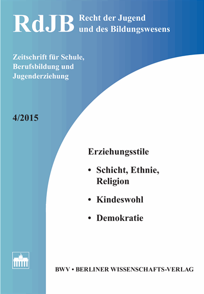 Cover of Volume: RdJB Recht der Jugend und des Bildungswesens Volume 63 (2015), Edition 4