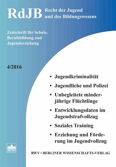 Cover of Volume: RdJB Recht der Jugend und des Bildungswesens Volume 64 (2016), Edition 4