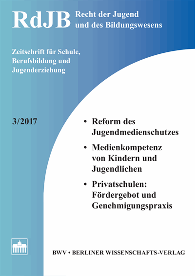Cover of Volume: RdJB Recht der Jugend und des Bildungswesens Volume 65 (2017), Edition 3