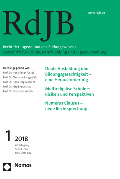 Cover of Volume: RdJB Recht der Jugend und des Bildungswesens Volume 66 (2018), Edition 1