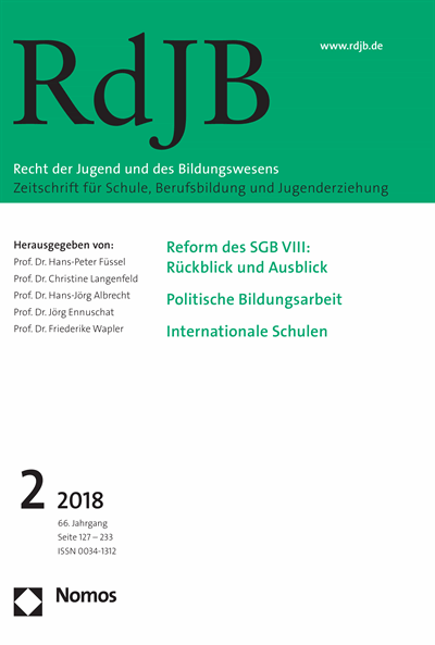 Cover of Volume: RdJB Recht der Jugend und des Bildungswesens Volume 66 (2018), Edition 2