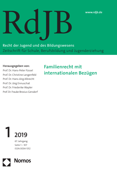 Cover of Volume: RdJB Recht der Jugend und des Bildungswesens Volume 67 (2019), Edition 1
