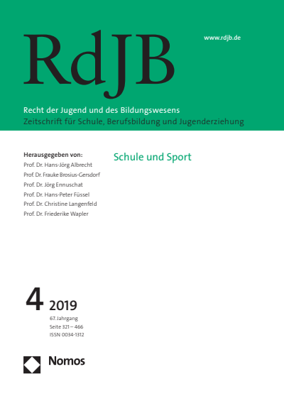 Cover of Volume: RdJB Recht der Jugend und des Bildungswesens Volume 67 (2019), Edition 4