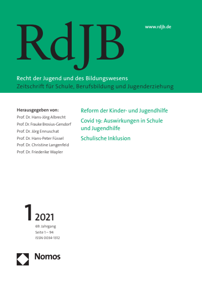 Cover of Volume: RdJB Recht der Jugend und des Bildungswesens Volume 69 (2021), Edition 1