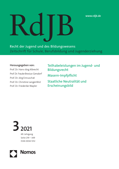 Cover of Volume: RdJB Recht der Jugend und des Bildungswesens Volume 69 (2021), Edition 3