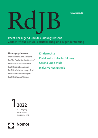 Cover of Volume: RdJB Recht der Jugend und des Bildungswesens Volume 70 (2022), Edition 1