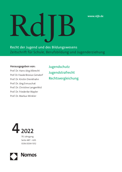 Cover of Volume: RdJB Recht der Jugend und des Bildungswesens Volume 70 (2022), Edition 4