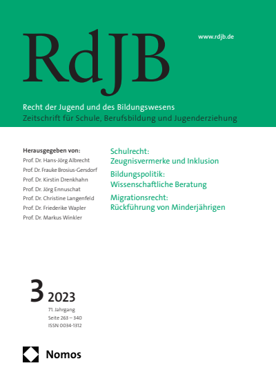Cover der Ausgabe: RdJB Recht der Jugend und des Bildungswesens Jahrgang 71 (2023), Heft 3