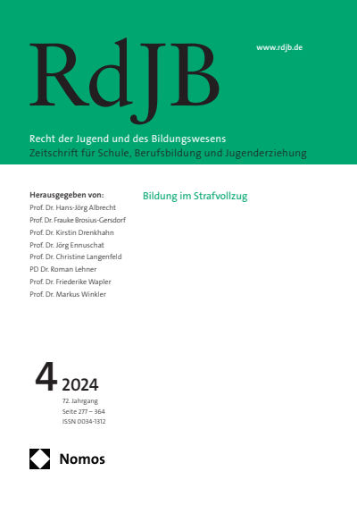 Cover der Ausgabe: RdJB Recht der Jugend und des Bildungswesens Jahrgang 72 (2024), Heft 4