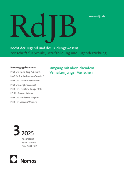 Cover der Ausgabe: RdJB Recht der Jugend und des Bildungswesens Jahrgang 73 (2025), Heft 3
