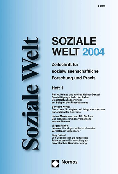 Cover der Ausgabe: SozW Soziale Welt Jahrgang 55 (2004), Heft 1