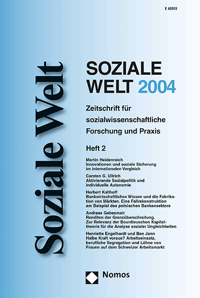 Cover der Ausgabe: SozW Soziale Welt Jahrgang 55 (2004), Heft 2