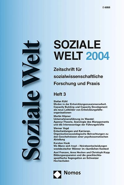 Cover der Ausgabe: SozW Soziale Welt Jahrgang 55 (2004), Heft 3