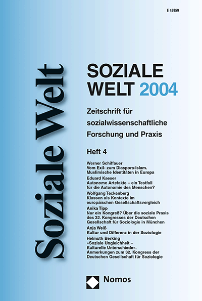 Cover der Ausgabe: SozW Soziale Welt Jahrgang 55 (2004), Heft 4