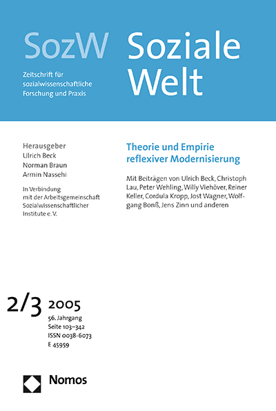 Cover der Ausgabe: SozW Soziale Welt Jahrgang 56 (2005), Heft 2-3