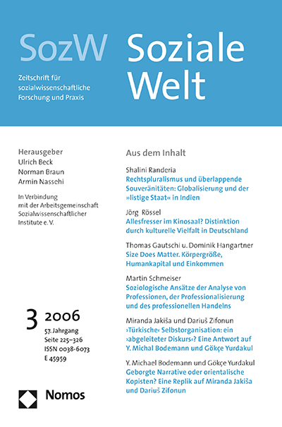 Cover der Ausgabe: SozW Soziale Welt Jahrgang 57 (2006), Heft 3