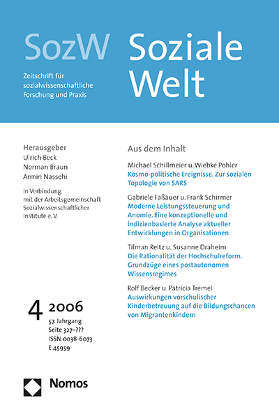 Cover der Ausgabe: SozW Soziale Welt Jahrgang 57 (2006), Heft 4