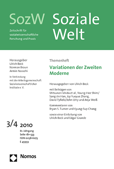Cover der Ausgabe: SozW Soziale Welt Jahrgang 61 (2010), Heft 3-4