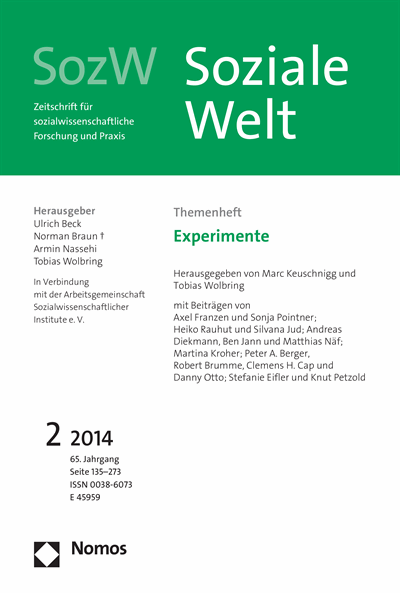 Cover der Ausgabe: SozW Soziale Welt Jahrgang 65 (2014), Heft 2