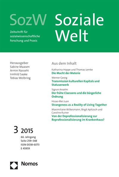 Cover der Ausgabe: SozW Soziale Welt Jahrgang 66 (2015), Heft 3