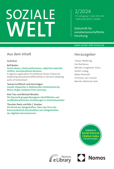 Cover der Ausgabe: SozW Soziale Welt Jahrgang 75 (2024), Heft 2