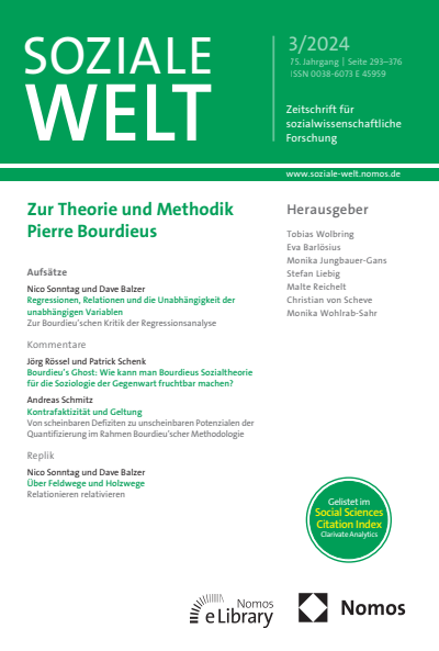 Cover der Ausgabe: SozW Soziale Welt Jahrgang 75 (2024), Heft 3