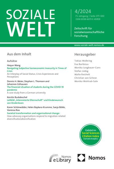 Cover der Ausgabe: SozW Soziale Welt Jahrgang 75 (2024), Heft 4