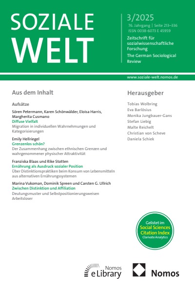 Cover der Ausgabe: SozW Soziale Welt Jahrgang 76 (2025), Heft 3